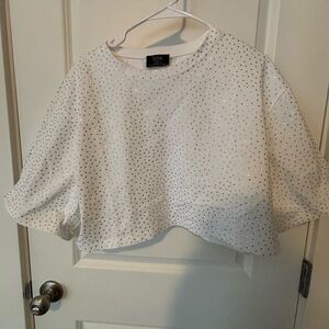 Dressed in Lala Mood Board Boxy Cropped Rhinestone Tee